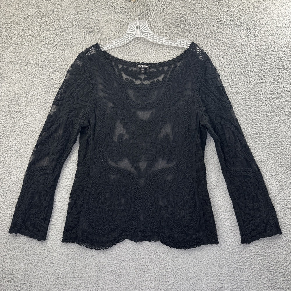 Y2K Express Sheer Crochet Lace Top Whimsigoth Witchy Fairy Grunge Women's Medium